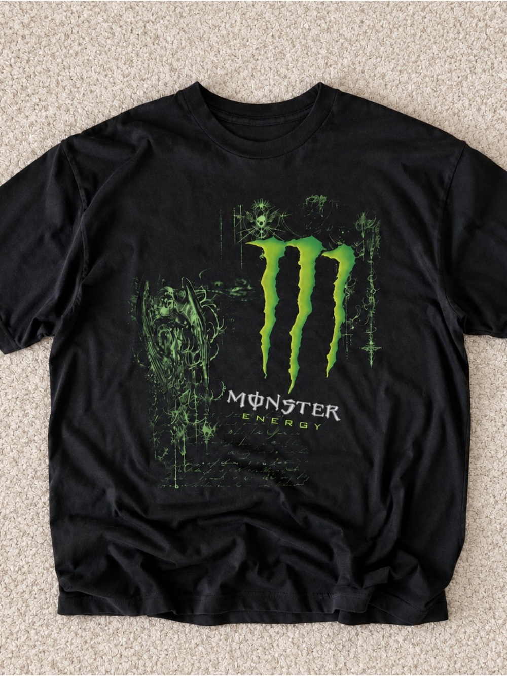 Gildan Reprint Black T-Shirt with Green Monster Energy Logo